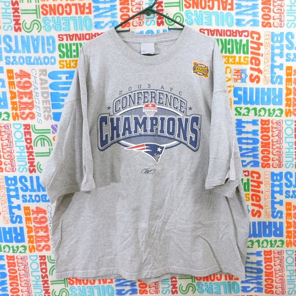 Reebok New England Patriots 2003 AFC Champions T Shirt Size 2XL Gray - Picture 1 of 5